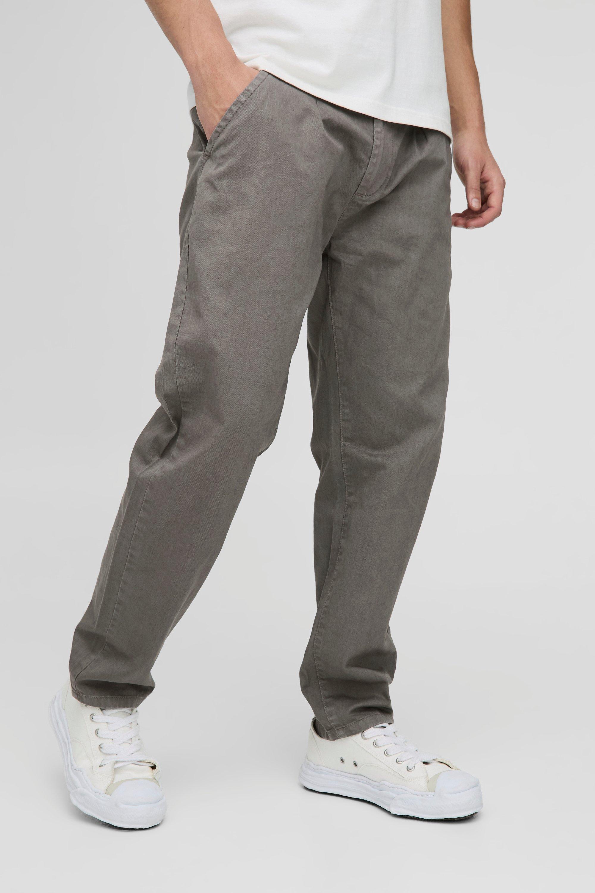 Fixed Waist Relaxed Cropped Pleated Chino Trousers | boohooMAN USA Product Image