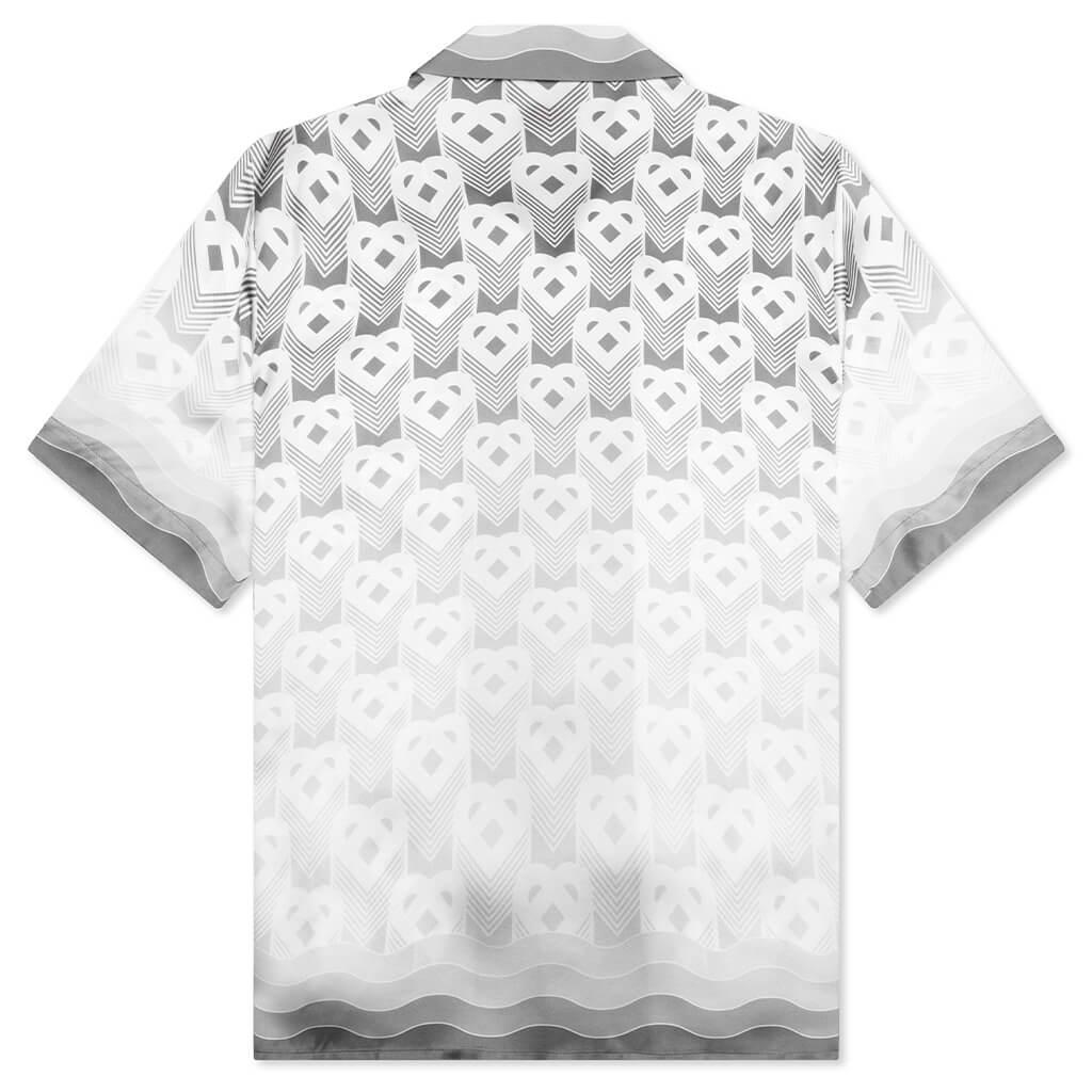 Gradient Heart Monogram S/S Cuban Collar Shirt - Grey Male Product Image