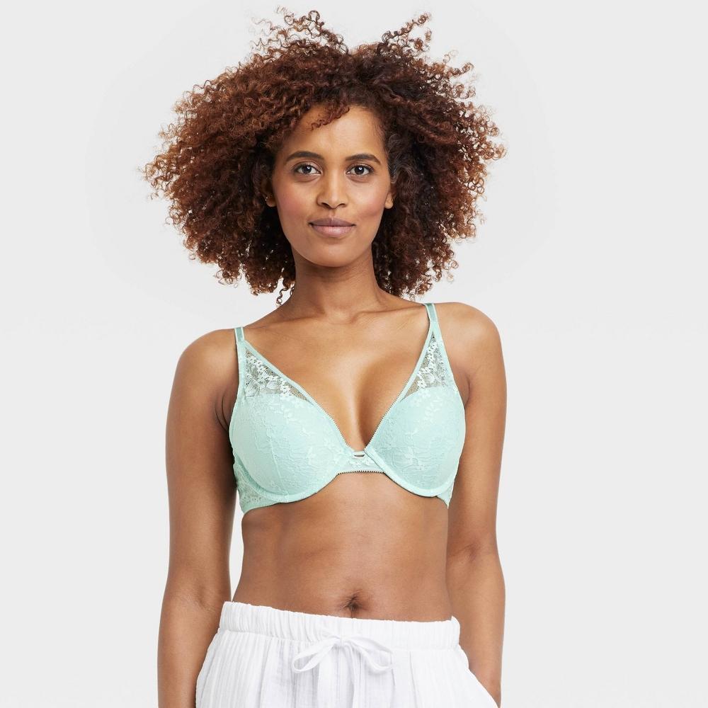 Womens Lace Plunge Push-Up Bra - Auden Green 36DD Product Image