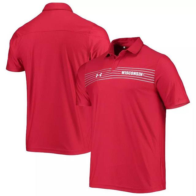 Mens Under Armour Wisconsin Badgers Sideline Chest Stripe Performance Polo Product Image