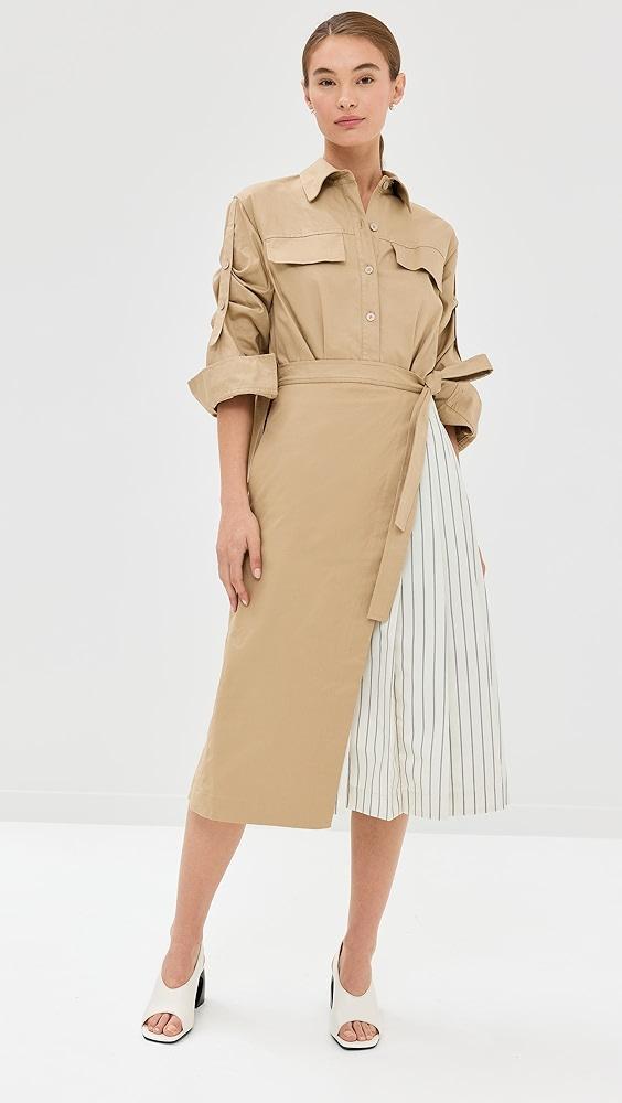 3.1 Phillip Lim Wrap Shirt Dress With Pleated Poplin Combo | Shopbop Product Image