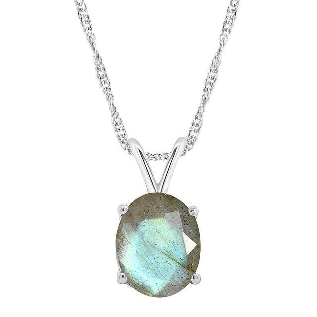 Alyson Layne Sterling Silver Oval Labradorite Pendant Necklace, Womens Product Image