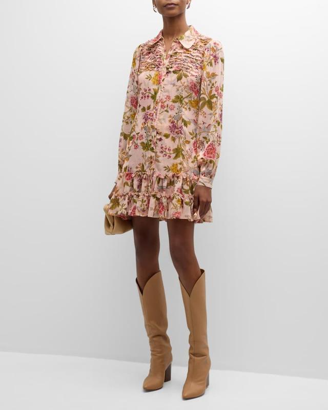 Barnes Floral Long-Sleeve Mini Shirtdress Product Image