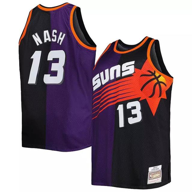 Mens Mitchell & Ness Steve Nash Purple/Black Phoenix Suns Hardwood Classics 1996-97 Split Swingman Jersey Product Image