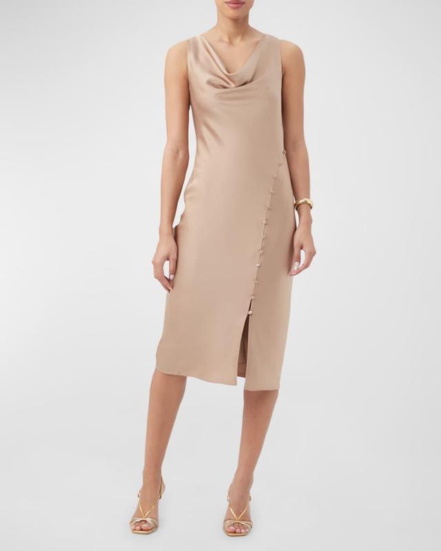 Kwame Cowl-Neck Satin Midi Dress Product Image