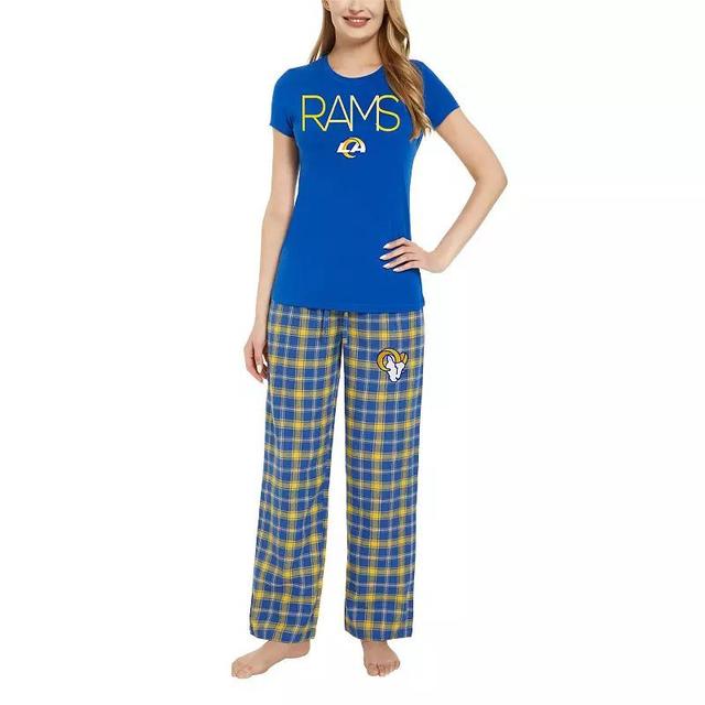 Womens Concepts Sport Royal/Gold Los Angeles Rams ArcticT-Shirt & Flannel Pants Sleep Set Product Image