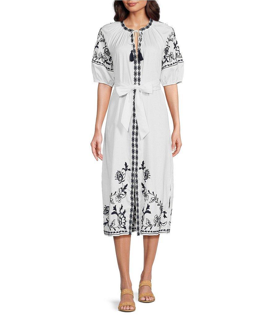 Alex Marie Isla Cotton Embroidered Midi Dress Product Image