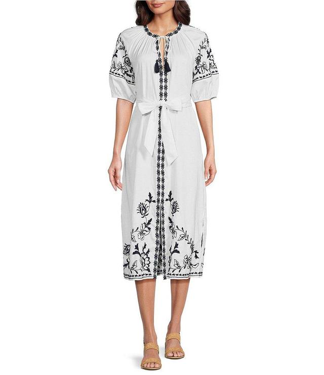 Alex Marie Isla Cotton Embroidered Midi Dress Product Image