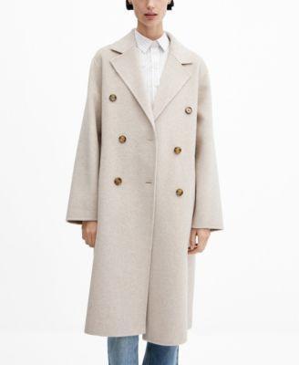 Mango Womens Handmade Oversized Wool Coat - Light Product Image