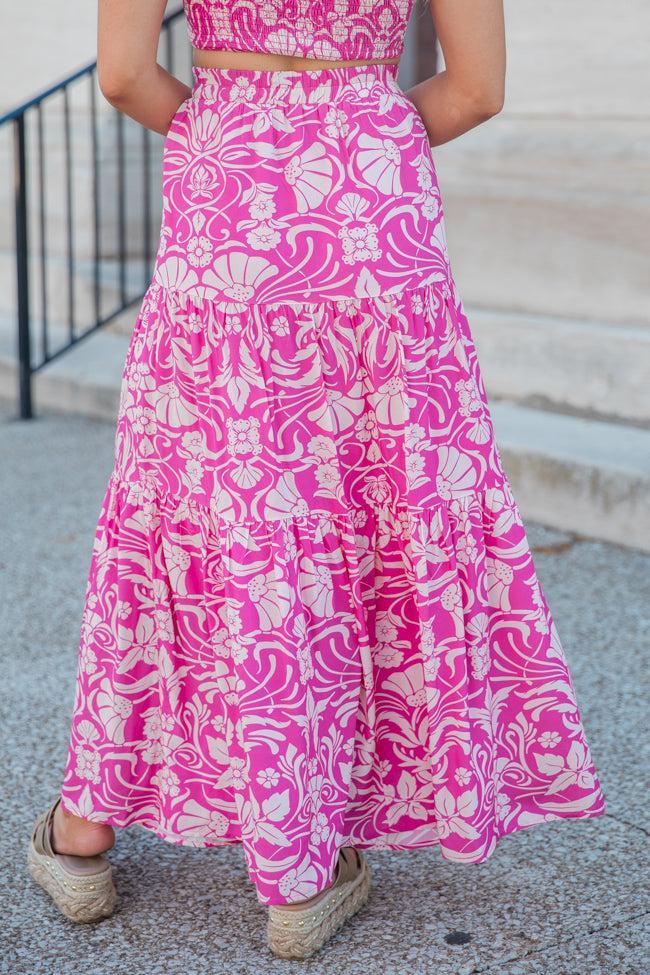 In This Moment Berry Printed Maxi Skirt FINAL SALE Product Image