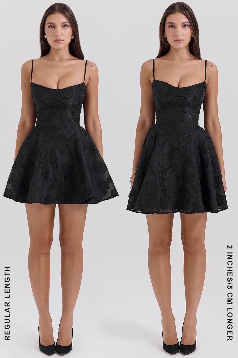 Serenita Black Floral Lace Back Mini Dress Product Image