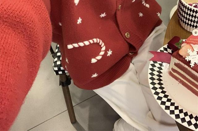 Round Neck X'Mas Button Up Cardigan Product Image