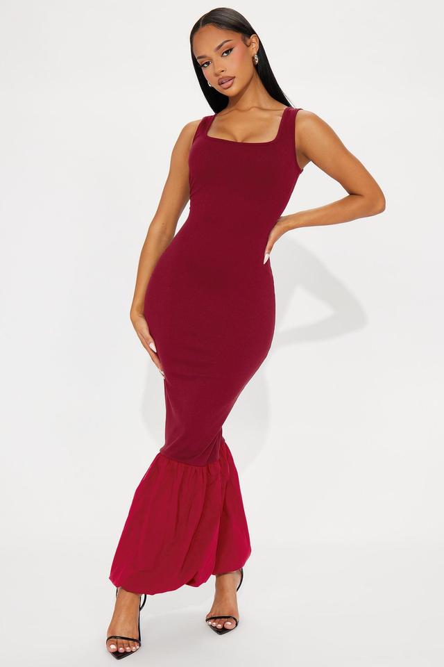 Margot Ribbed Maxi Dress - Burgundy Product Image