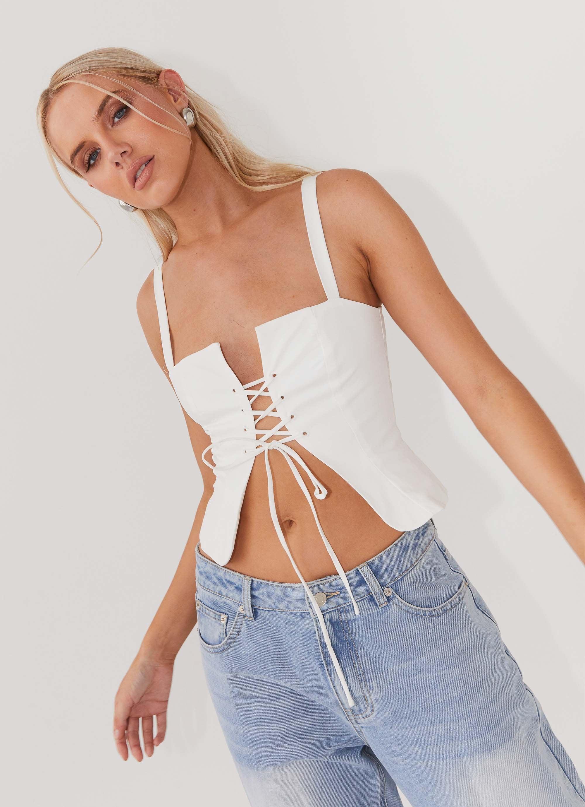 Hopeful Hearts Bustier Top - White Product Image