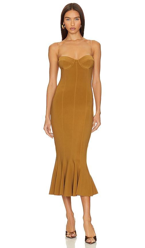 Norma Kamali Corset Dress Brown. (also in L). Product Image