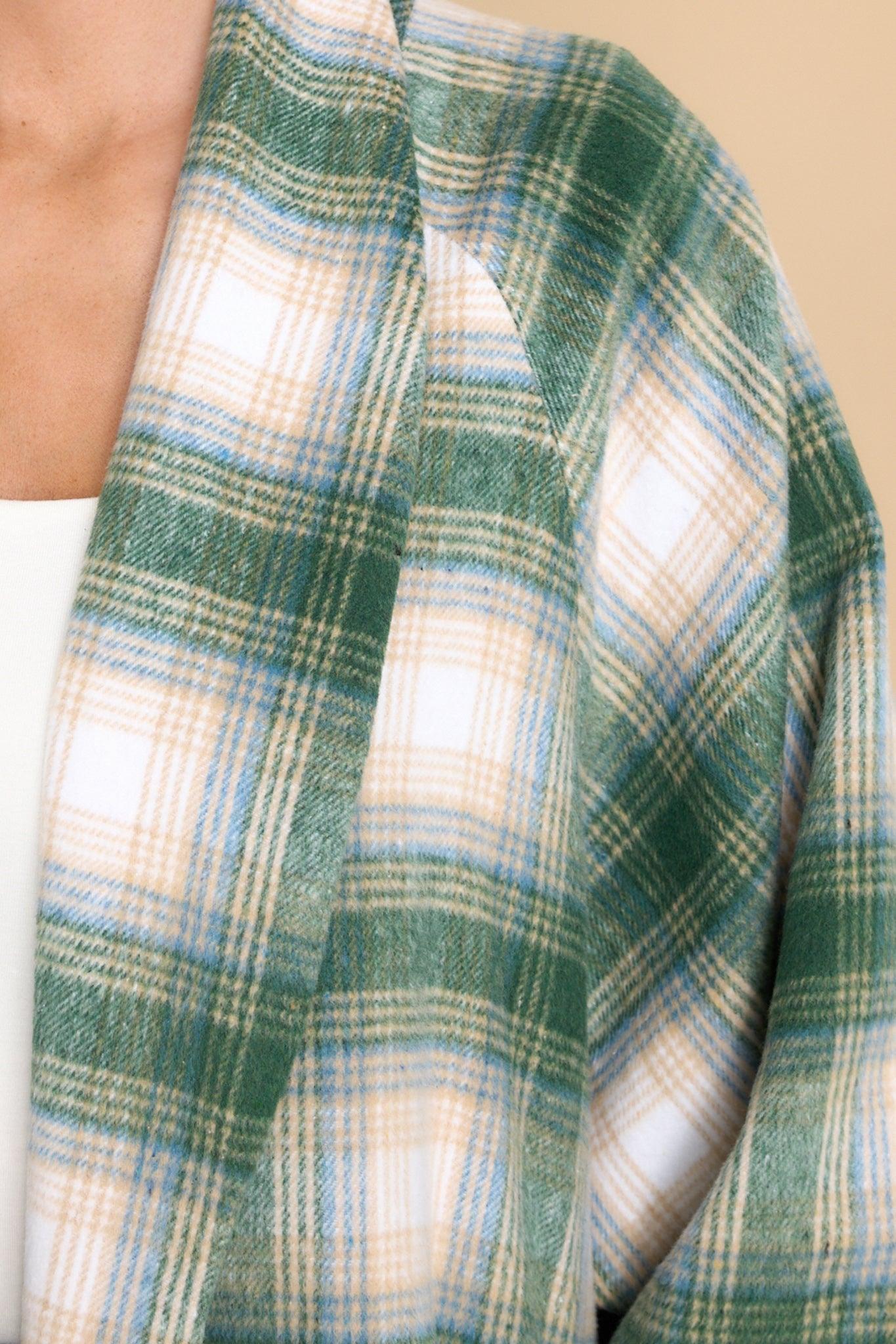 Aura Cuddly Company Green Plaid Coat Product Image