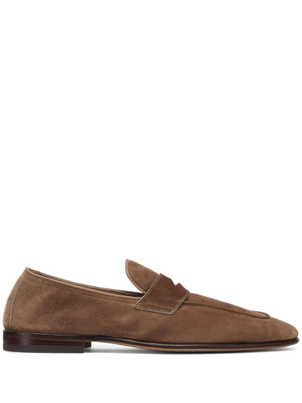 Penny-slot Suede Loafers In Brown Product Image