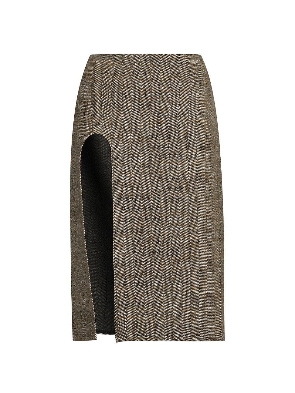 Womens Wool-Blend U-Slit Knee-Length Skirt Product Image