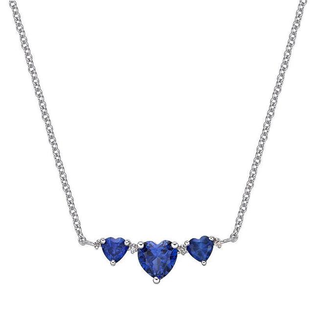 Gemminded Sterling Silver Lab-Created Sapphire & Diamond Accent Pendant Necklace, Womens Product Image