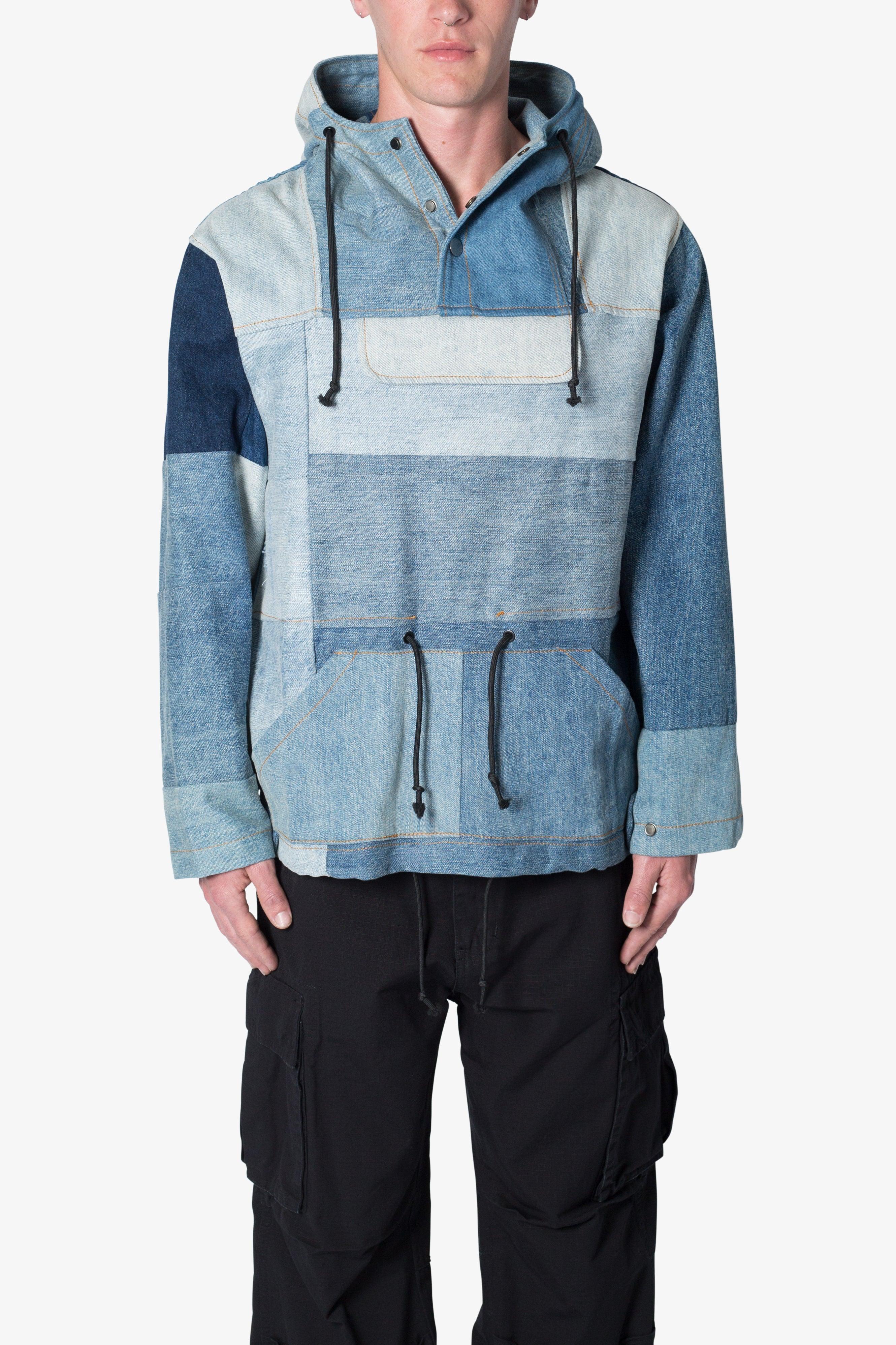 Patchwork Denim Pullover - Blue Male Product Image