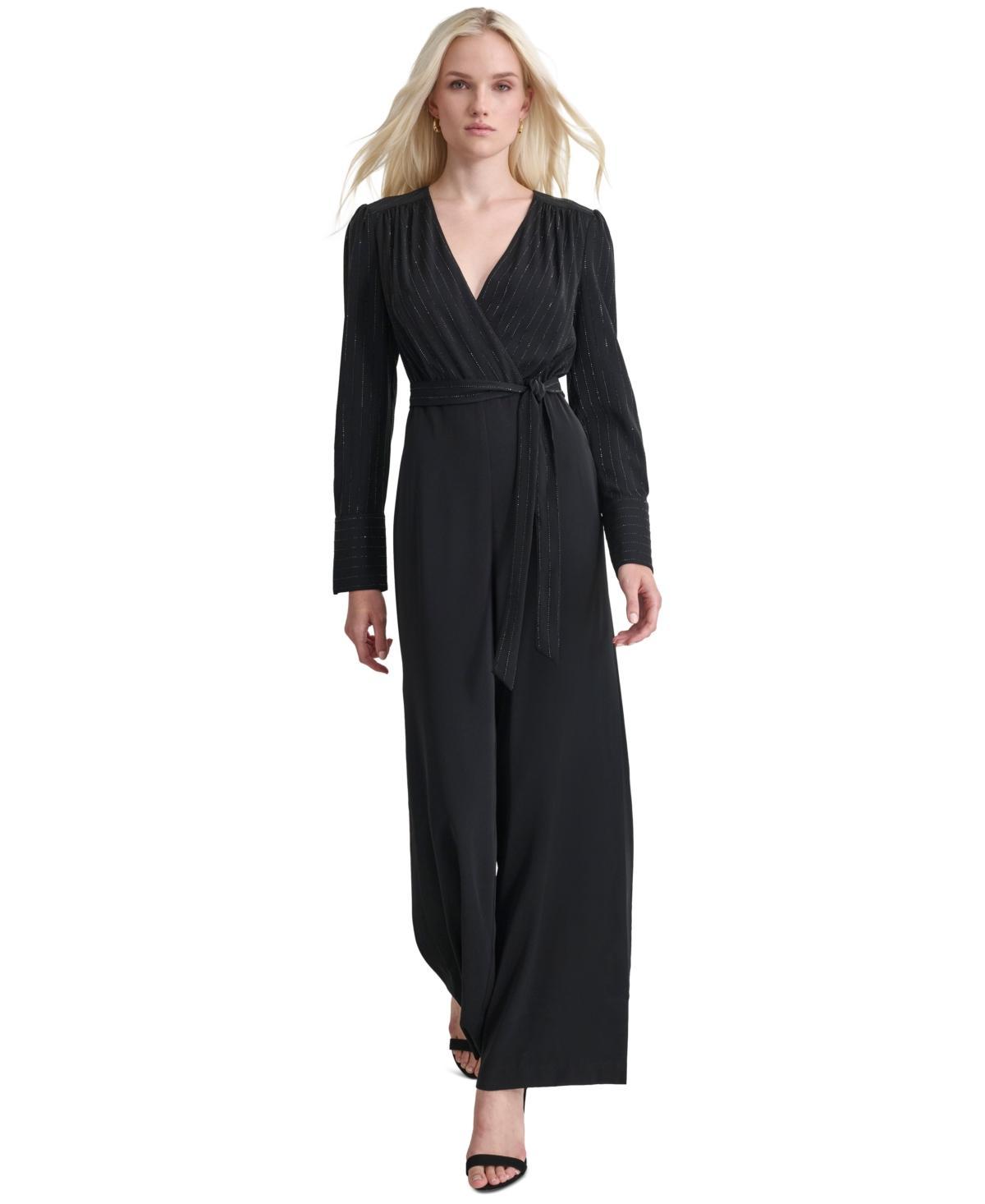 Dkny Womens Rhinestone-Striped Split-Leg Jumpsuit product image