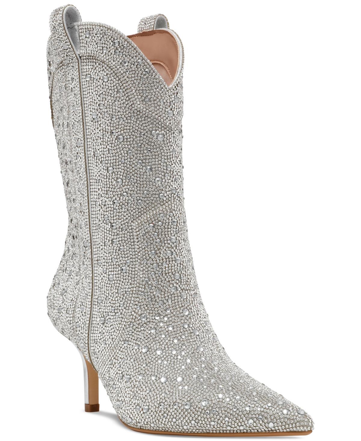 Steve Madden Womens Leigha Rhinestone Kitten-Heel Western Booties Product Image