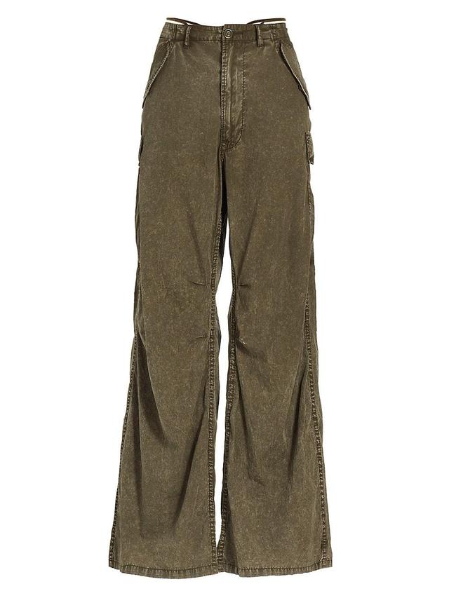 Womens Cotton Wide-Leg Cargo Pants Product Image