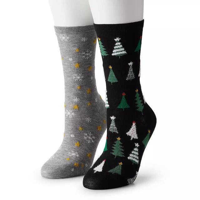 Womens 2-Pack Christmas Tree Crew Socks Product Image