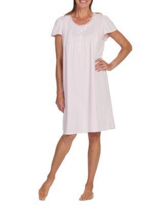 Women's Short-Sleeve Lace-Trim Nightgown Product Image