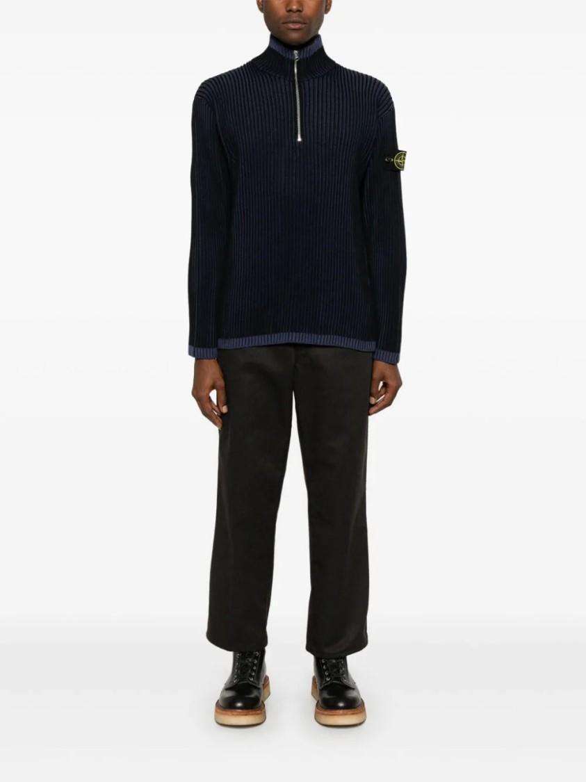 STONE ISLAND Virgin Wool Sweater In Black Product Image