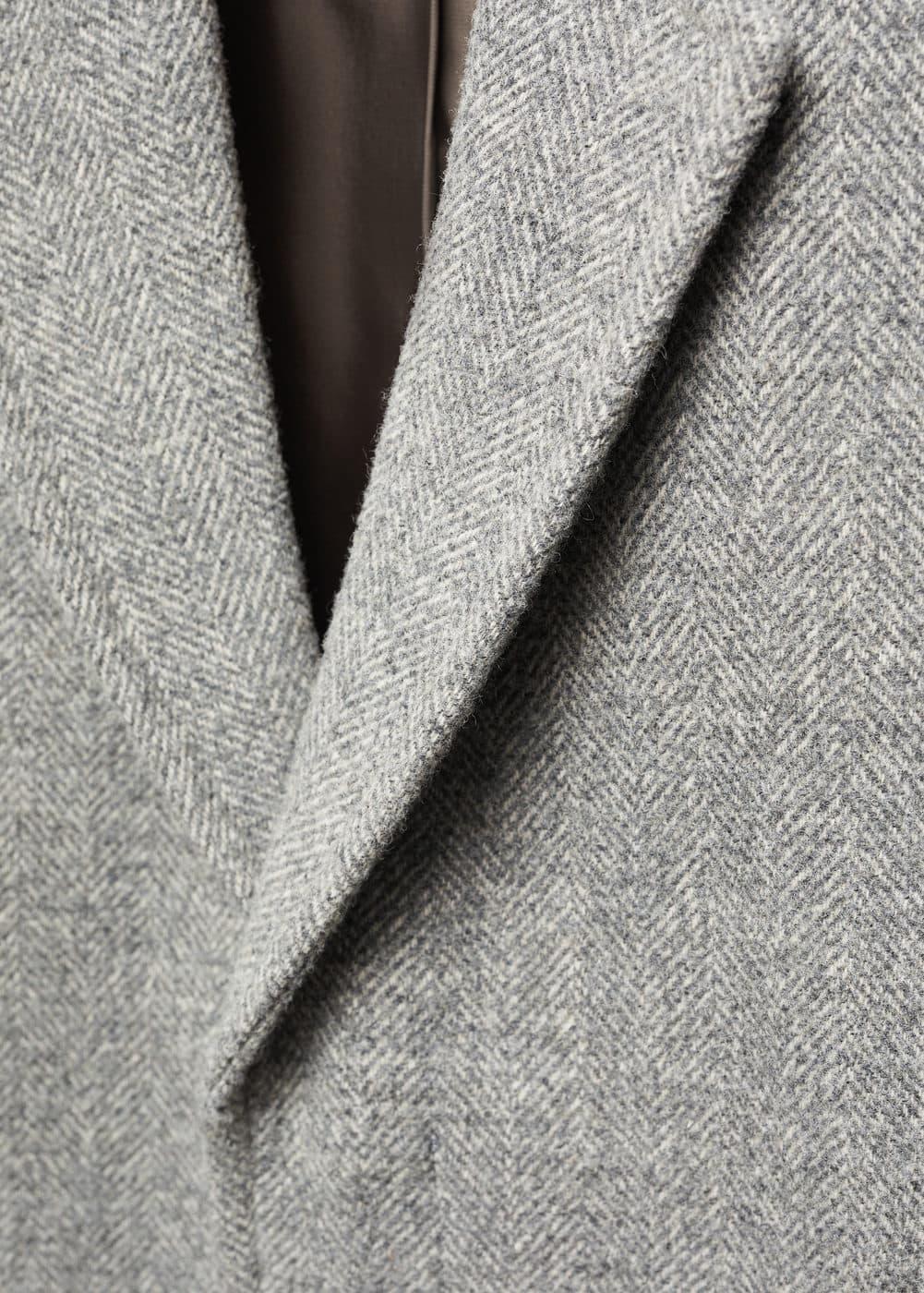 MANGO MAN - Herringbone pattern wool coat medium heather greyMen Product Image