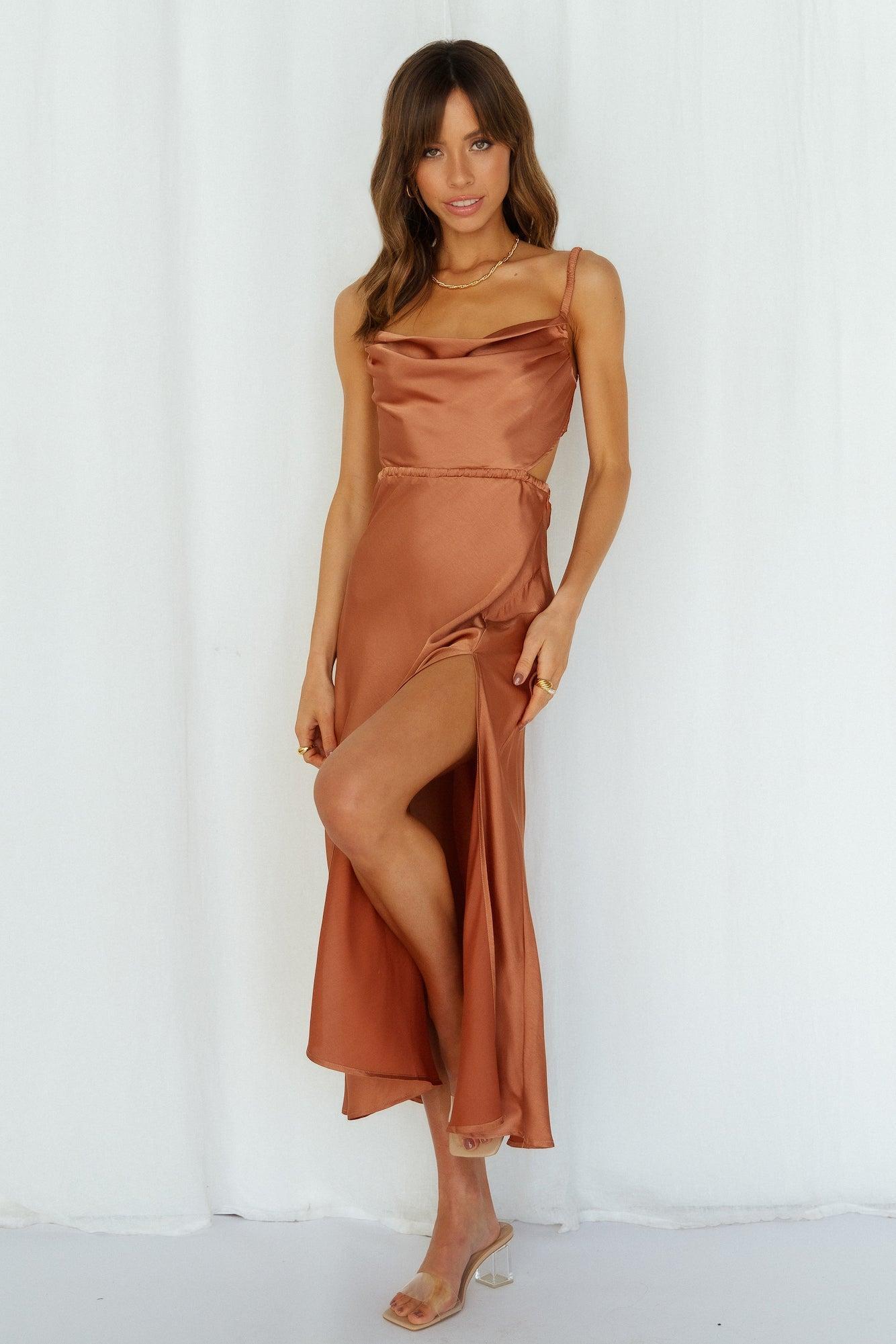 Stand On My Own Midi Dress Rust Product Image