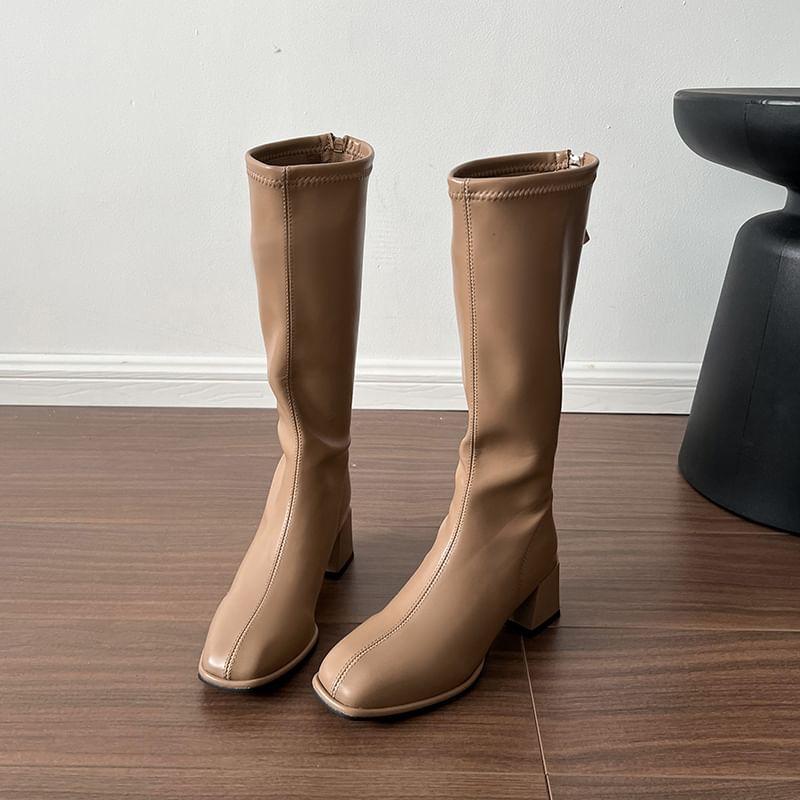 Plain Chunky Heel Tall Boots product image