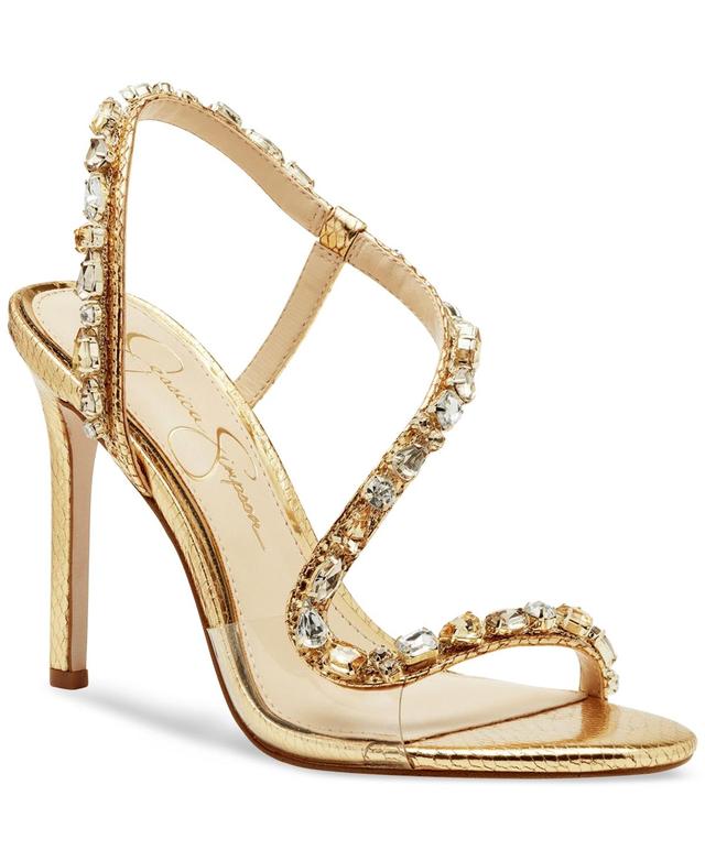 Jessica Simpson Jaycin Rhinestone Asymmetrical Metallic Dress Sandals Product Image