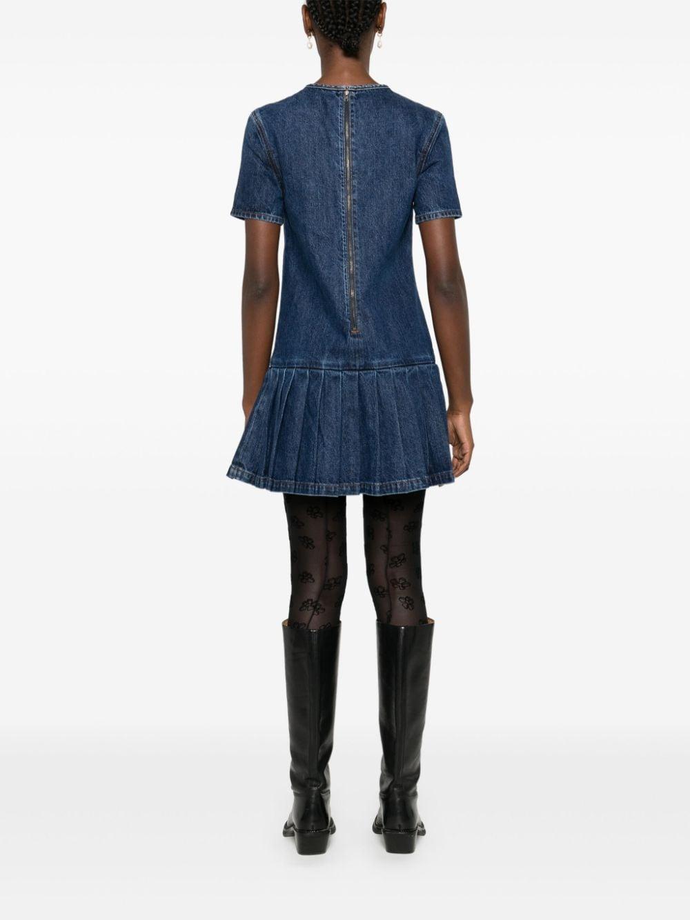 Pleated Mini Dress In Blue Product Image