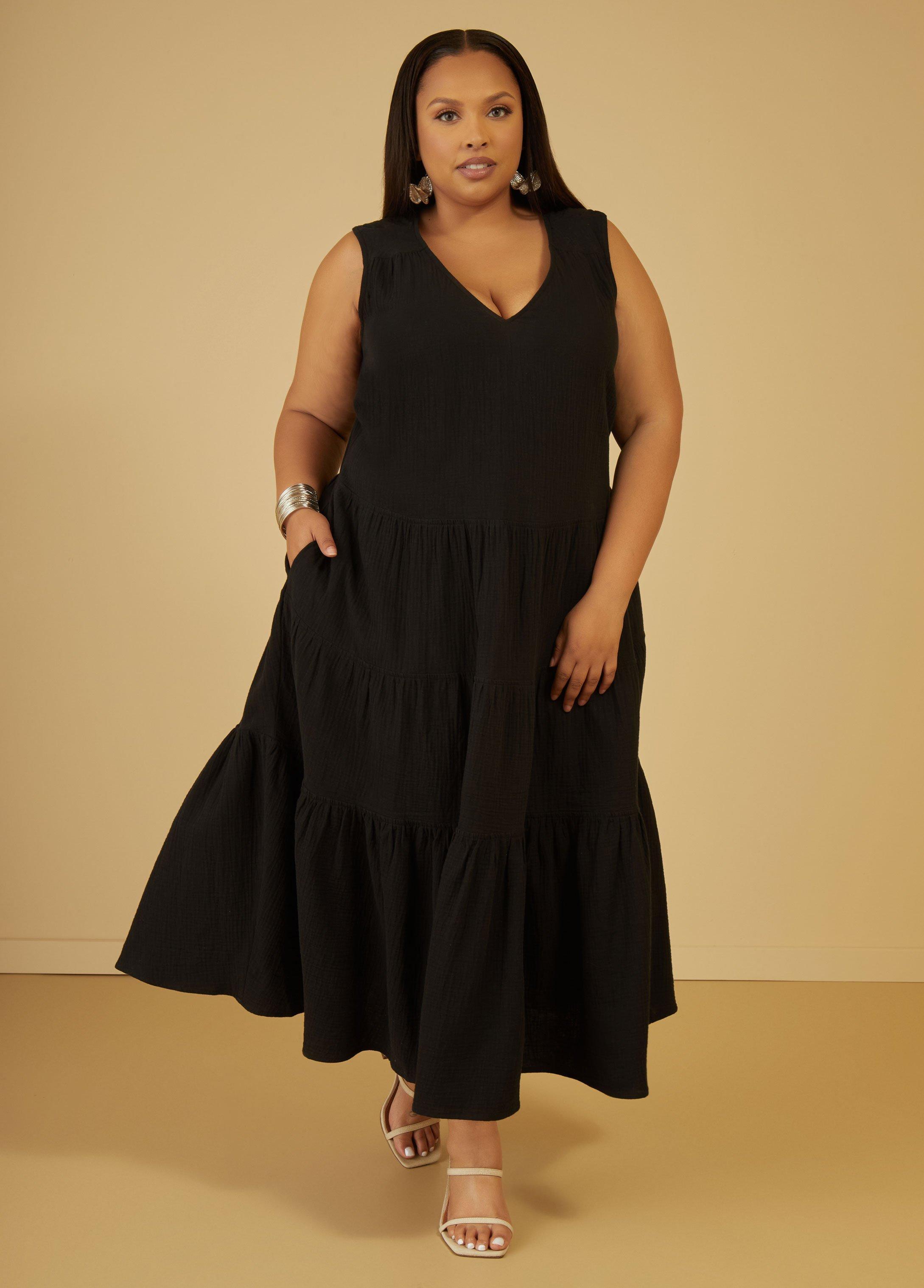 Plus Size Cotton Gauze Maxi Dress Ashley Stewart Product Image