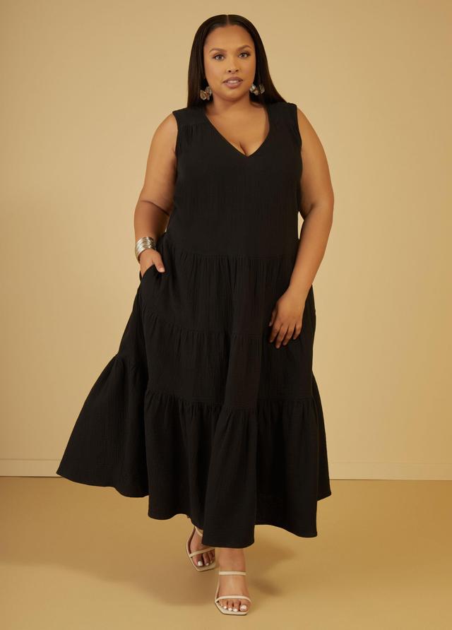 Plus Size Cotton Gauze Maxi Dress Ashley Stewart Product Image