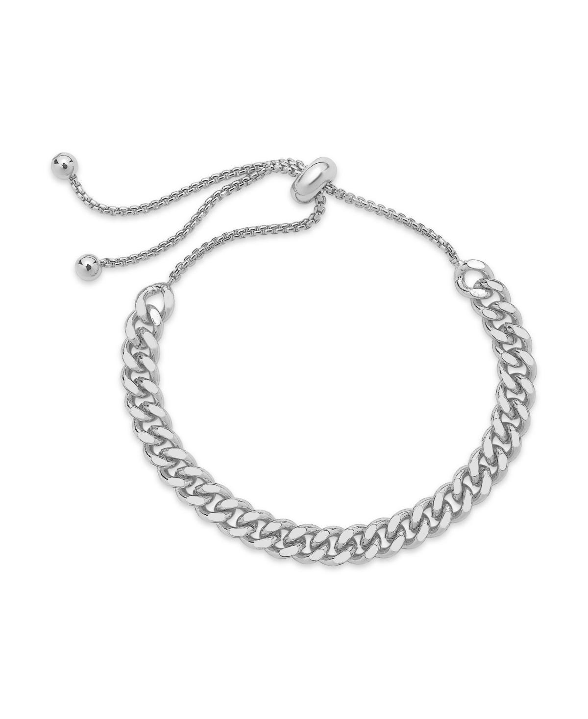 Womens Chain Link Bolo Silver Plated Bracelet Product Image