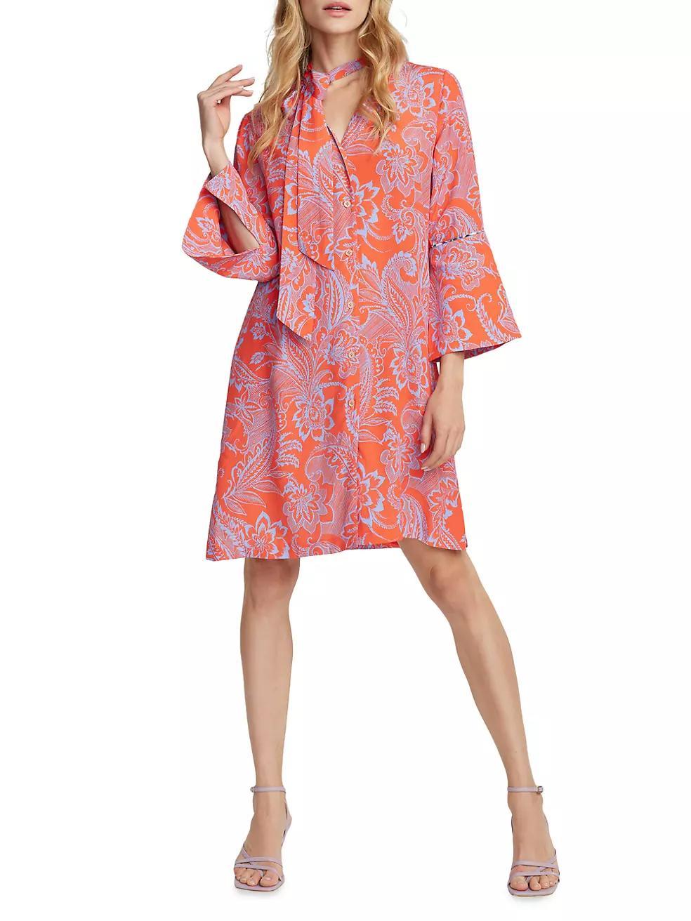 Brenna Paisley Tie-Neck Dress Product Image