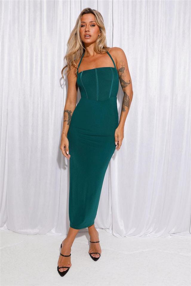 Her Dream Fit Mesh Maxi Dress Teal Product Image