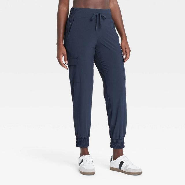 Womens Flex Woven Mid-Rise Cargo Joggers - All In Motion Blue XS Product Image