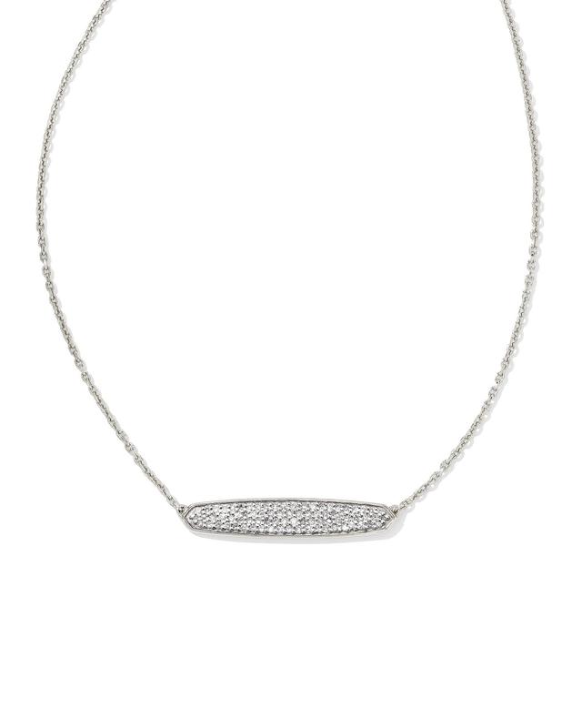 Kendra Scott Mattie Sterling Silver Pave Pendant Necklace in White Diamond | Diamonds Product Image