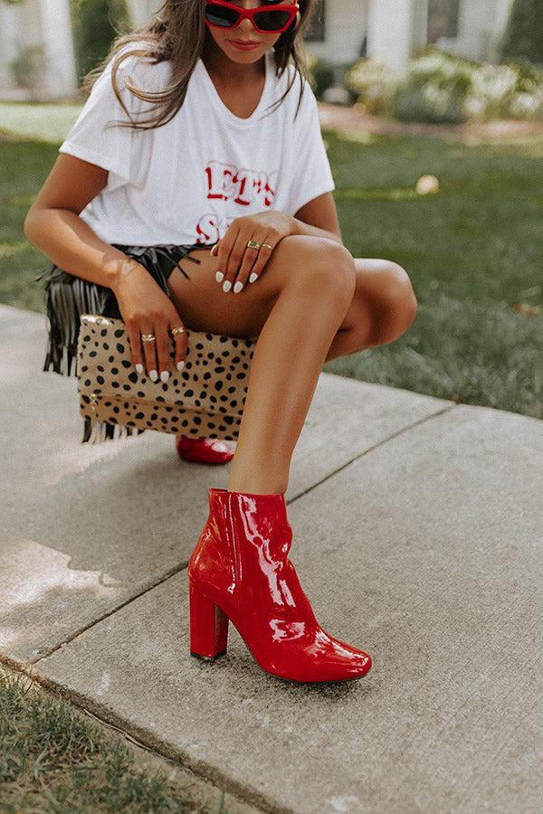 The Yasmine Patent Bootie In Red Product Image