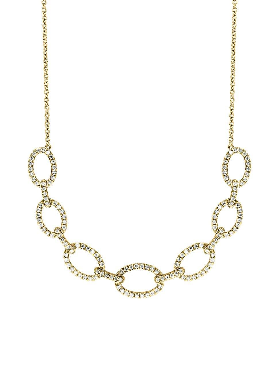 Womens 18K Gold & 1.45 TCW Diamond Chain Link Necklace Product Image