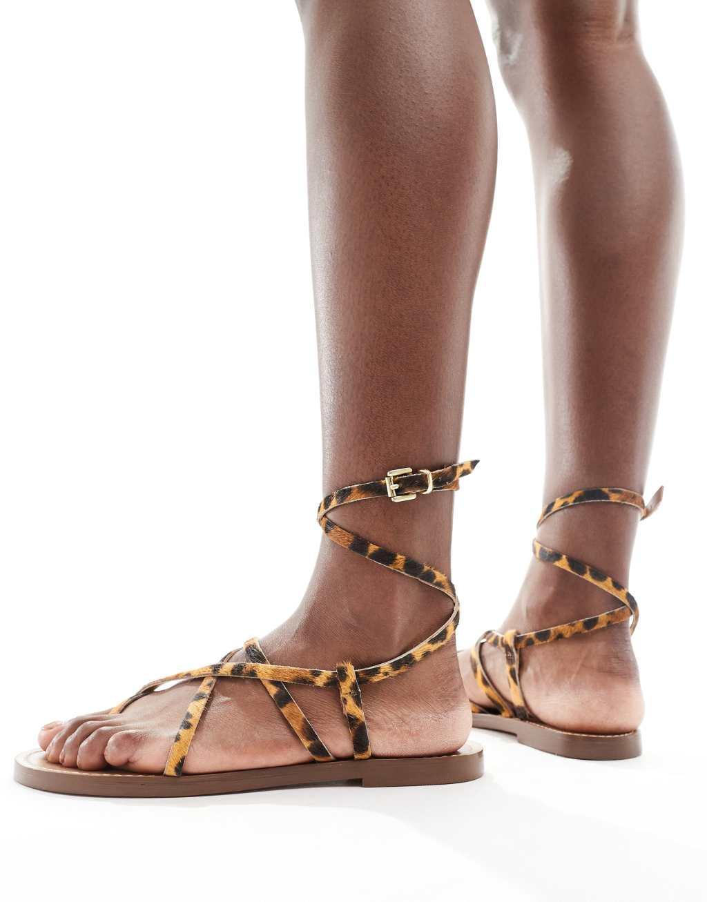 Stradivarius strappy sandals in leopard print  Product Image