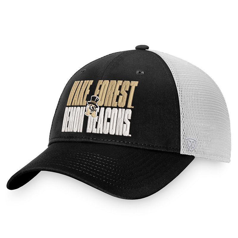 Mens Top of the World Black/White Wake Forest Demon Deacons Stockpile Trucker Snapback Hat Product Image