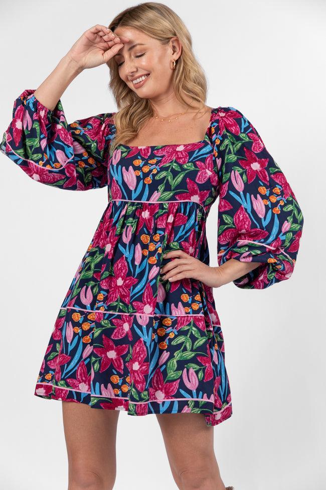 Good Karma Multi Floral Square Neck Dress Product Image