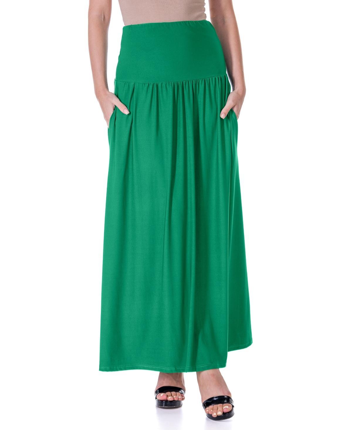 24seven Comfort Apparel Womens Foldover with Pockets Maxi Skirt Product Image