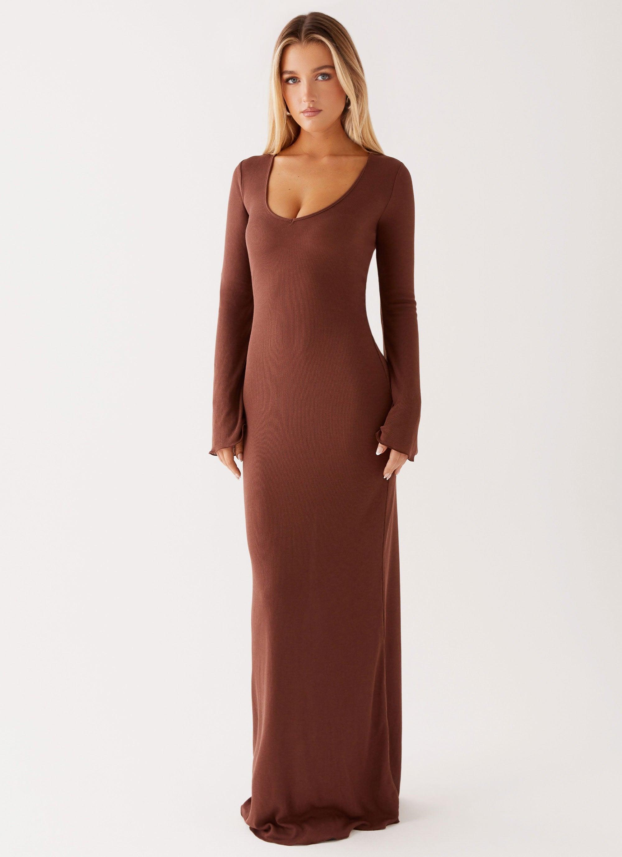 Cosy Days Long Sleeve Maxi Dress - Brown Product Image