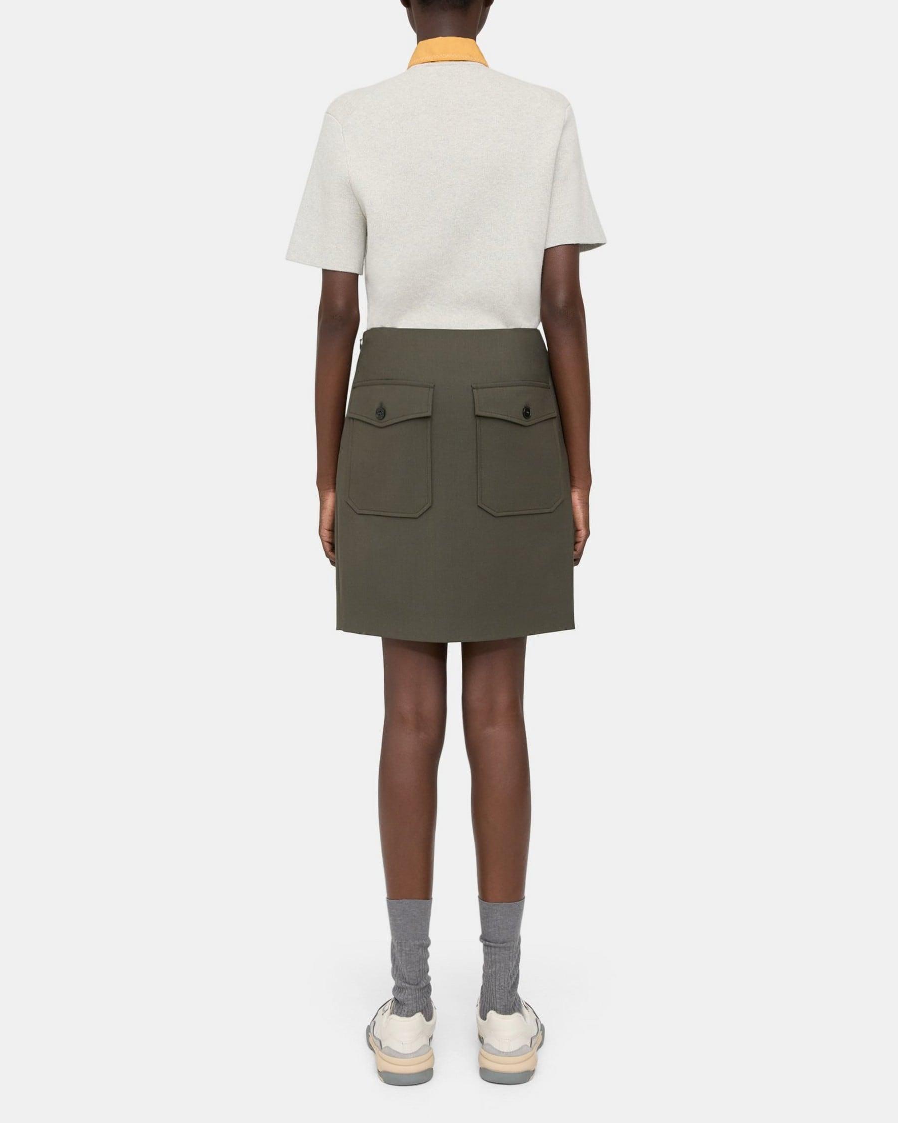 Wrap Skirt in Wool Gabardine Product Image